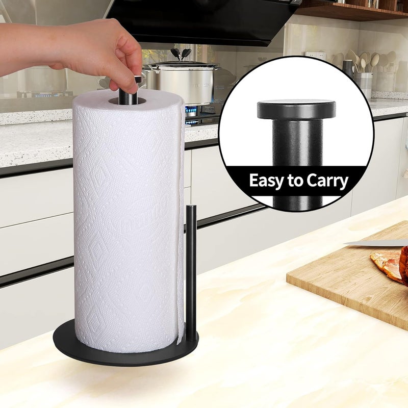 OBODING Paper Towel Holder Countertop, , Black Kitchen Paper Towel Holder Stand for Kitchen and Bathroom Organization, Stainless Steel Paper Towel Holders for Standard and Large Rolls (Matte Black) - Image 4